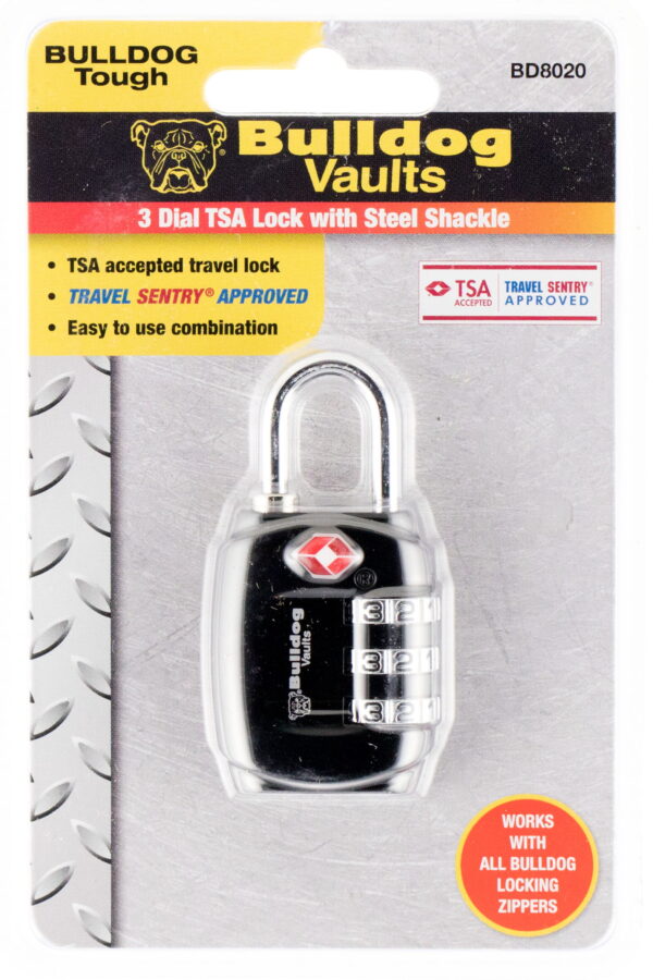 Bulldog BD8020 TSA Lock Open With Combination Black Steel