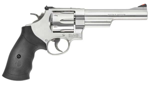 Smith & Wesson 163606 Model 629 44 Rem Mag or 44 S&W Spl Stainless Steel 6" Barrel & 6rd Cylinder, Satin Stainless Steel N-Frame, Red Ramp Front/White Outline Rear Sights