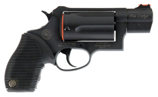 Taurus 2441031TC Judge Public Defender Small Frame 45 Colt (LC) 410 Bore 5rd 2" Matte Black Oxide Steel Barrel, Cylinder & Frame, Black Ribber Grip, Transfer Bar Safety, Exposed Hammer