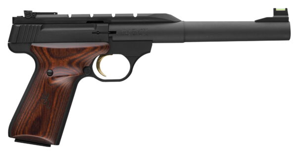 Browning 051499490 Buck Mark Hunter 22 LR 10+1 7.25" Tapered Bull Barrel, Matte Black Optic Ready/Serrated Steel Slide, Matte Black Aluminum Frame, Laminate Cocobolo Grips