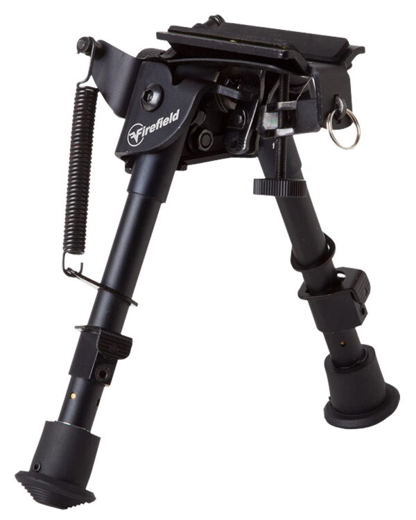 Firefield FF34023 Compact Bipod 6-9" Black Aluminum Swivel Stud Attachment or Picatinny Rail (Adapter Included)