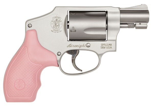 Smith & Wesson 150466 Model 642 Airweight 38 S&W Spl +P 5 Shot 1.88" Stainless Steel Barrel/Cylinder, Matte Silver Aluminum Alloy J-Frame, Pink Polymer Grip, Snag-free Enclosed Hammer, Internal Lock