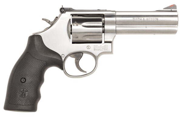 Smith & Wesson 164194 Model 686 Plus 357 Mag or 38 S&W Spl +P Stainless Steel 4.12" Barrel, 7 Shot, Satin Stainless Steel L-Frame, Red Ramp Front/White Outline Rear Sights, Internal Lock