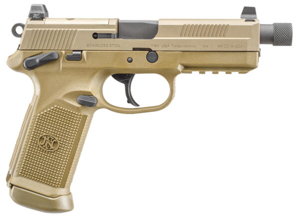 FN 66968 FNX Tactical 45 ACP 5.30" Threaded Barrel 15+1 , Flat Dark Earth , Manual Safety , Night Sights