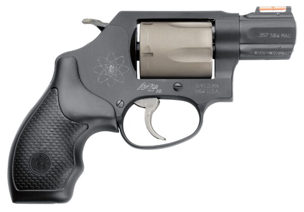 Smith & Wesson 163064 Model 360 Personal Defense 357 Mag or 38 S&W Spl +P 1.88" Black Stainless Steel Barrel, 5rd Titanium Cylinder, Black Scandium Alloy J-Frame, HiViz Fiber Optic Orange Front Sight