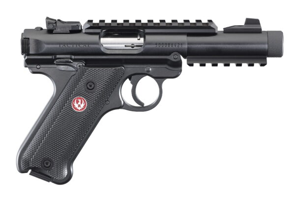 Ruger 40150 Mark IV Tactical 22 LR Caliber with 4.40" Threaded/Picatinny Rail Barrel, 10+1 Capacity, Overall Blued Metal Finish, Checkered Black Polymer Grip & Fixed Sights