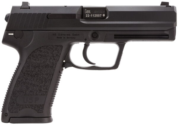 HK 81000318 USP V7 LEM 40 S&W Caliber with 4.25" Barrel, 13+1 Capacity, Overall Black Finish, Serrated Trigger Guard Frame, Serrated Steel Slide & Polymer Grip Includes 2 Mags