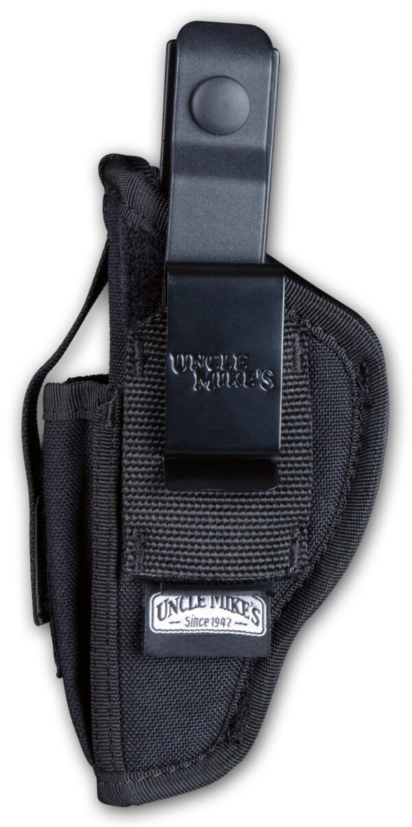 Uncle Mike's 70360 Sidekick Hip Holster IWB/OWB Size 36 Black Kodra Nylon Belt Clip Fits Sm Frame 5/6 Rd Revolver With Hammer Spur Fits 2.75-4" Barrel Ambidextrous