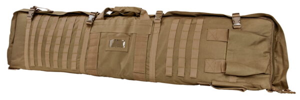 NcStar CVSM2913T VISM Deluxe Rifle Case with MOLLE Webbing, ID Window, Padding & Tan Finish Folds out to 66" L x 35" W Shooting Mat 48" L x 11" H x 1.75" D Interior Dimensions