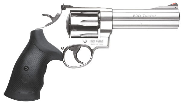 Smith & Wesson 163636 Model 629 Classic 44 Rem Mag or 44 S&W Spl Stainless Steel 5" Barrel & 6rd Cylinder, Satin Stainless Steel N-Frame, Red Ramp Front/White Outline Rear Sights