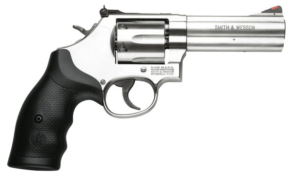 Smith & Wesson 164222 Model 686 357 Mag or 38 S&W Spl +P Stainless Steel 4.12" Barrel, 6 Shot, Satin Stainless Steel L-Frame, Red Ramp Front/White Outline Rear Sights Internal Lock