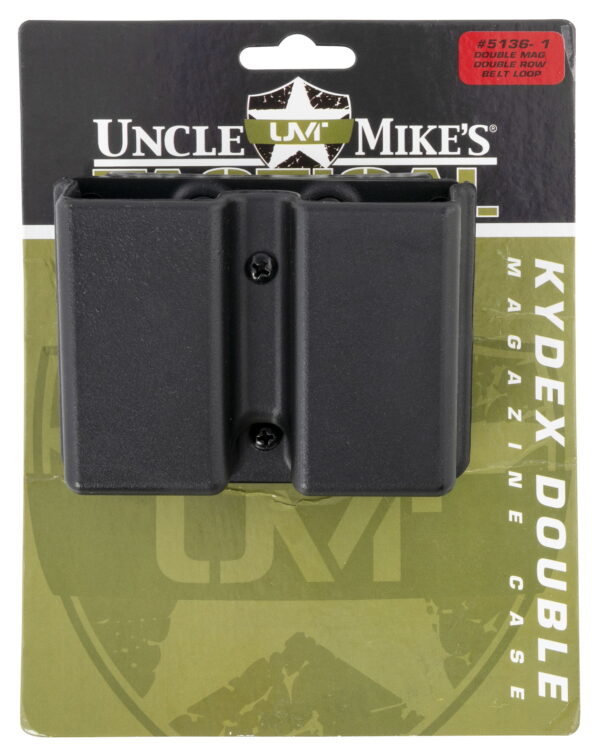 Uncle Mike's 51361 Kydex Double Mag Case Black Kydex Belt Clip 9mm Luger 40 S&W Belts 1.75" Wide