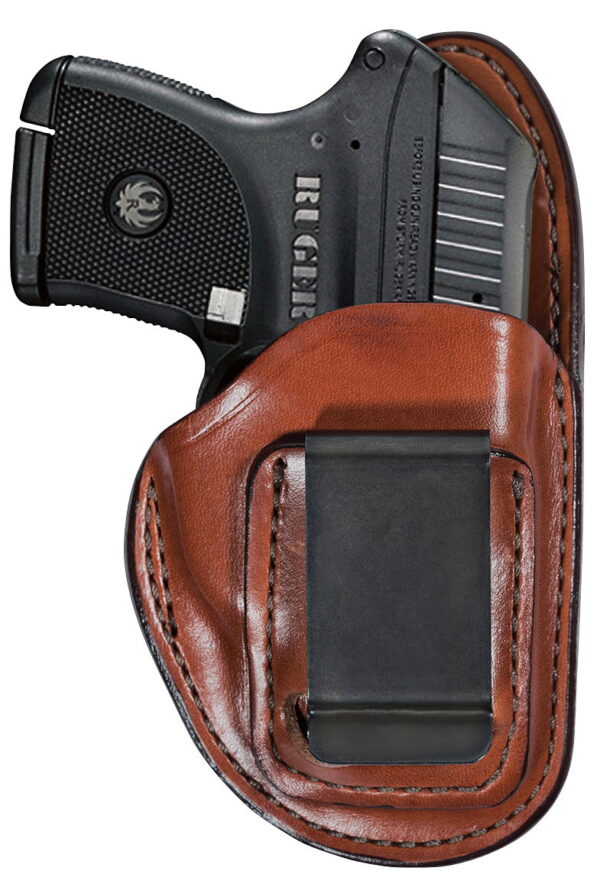 Bianchi 19232 100 Professional IWB Size 10A Tan Leather Belt Clip Compatible With Glock 26/27/S&W M&P Compact, Belt 1.75" Wide Right Hand