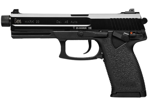 HK 81000080 Mark 23 45 ACP 10+1, 5.87" Black Steel Threaded Barrel, Serrated Steel Slide, Polymer Frame, Black Polymer Grip, Ambidextrous