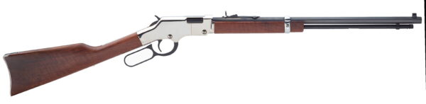 Henry H004SV Golden Boy Silver 17 HMR Caliber with 11+1 Capacity, 20" Blued Barrel, Nickel-Plated Metal Finish & American Walnut Stock Right Hand (Full Size)