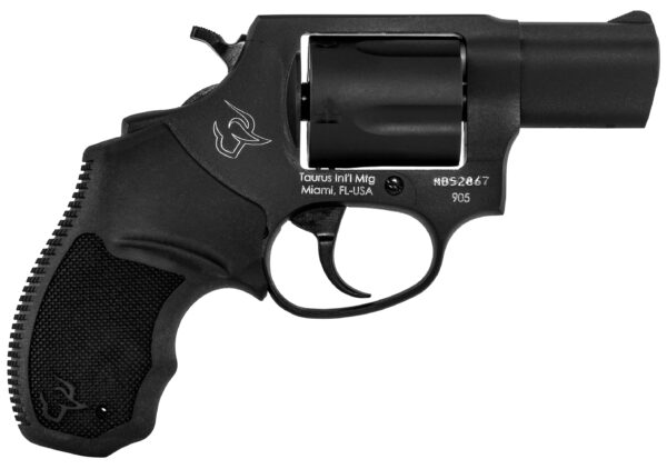 Taurus 2905021 905 9mm Luger 5rd 2" Barrel, Overall Matte Black Oxide Metal Finish, Finger Grooved Black Rubber Grip & Fixed Sights