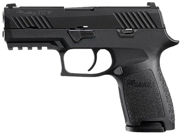 Sig Sauer 320C45BSS P320 Compact 45 ACP 9+1 3.90" Black Carbon Steel Barrel, Black Nitron Serrated Slide, Black Stainless Steel Frame With Picatinny Rail Black Polymer Grips Right Hand