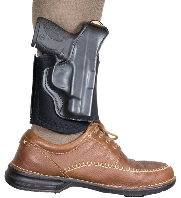 DeSantis Gunhide 014PCX7Z0 Die Hard Rig Ankle Black Leather/Sheepskin Ankle Fits S&W M&P Shield 9/40 Right Hand