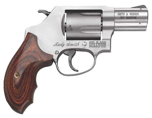 Smith & Wesson 162414 Model 60 Ladysmith 357 Mag or 38 S&W Spl +P 5 Shot 2.12" Stainless Steel Barrel/Cylinder, Satin Stainless Steel J-Frame, Ergonomic Wood Grip For Smaller Hands