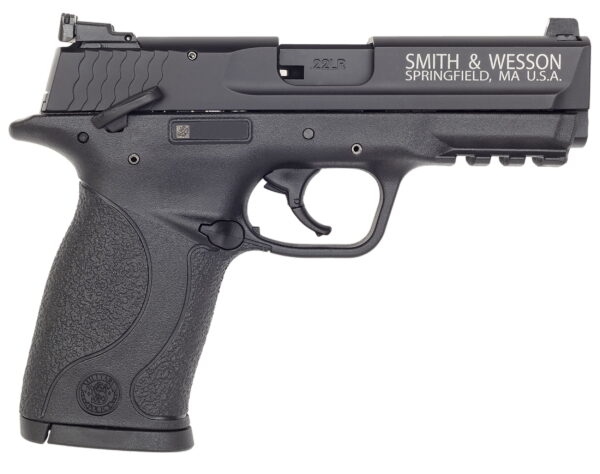 Smith & Wesson 108390 M&P 22 Compact Frame 22 LR 10+1, 3.60" Black Steel Barrel, Black Hard Coat Anodized Serrated Slide, Black Polymer Frame With Picatinny Rail Frame & Grip, Ambidextrous, Thumb Safety