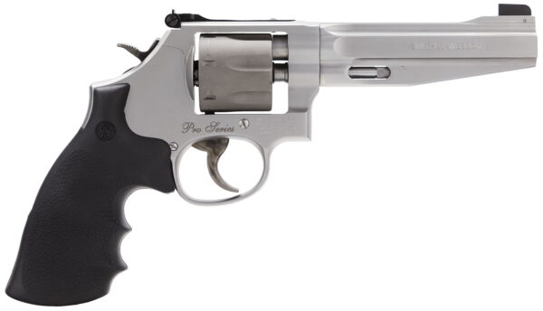 Smith & Wesson 178055 Model 986 Performance Center Pro 9mm Luger Stainless Steel 5" Precision Crown Barrel, 7rd Titanium Cylinder, Matte Silver Stainless Steel L-Frame, PC Mainspring