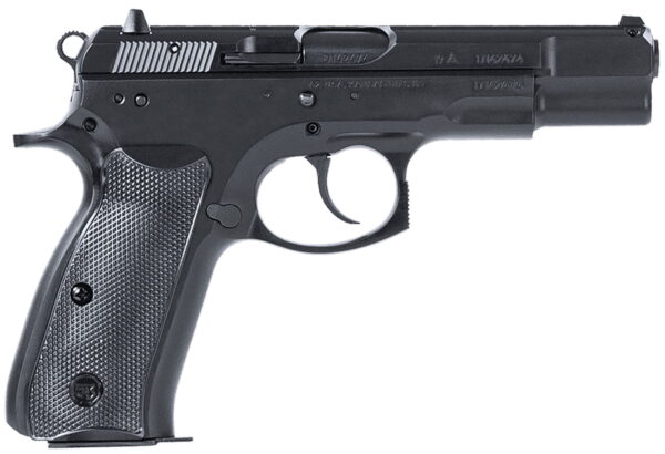 CZ-USA 91130 CZ 75 B 9mm Luger 16+1 4.60" Black Steel Barrel & Serrated Steel Slide, Black Polycoat Steel Frame With Beavertail, Black Plastic Grip