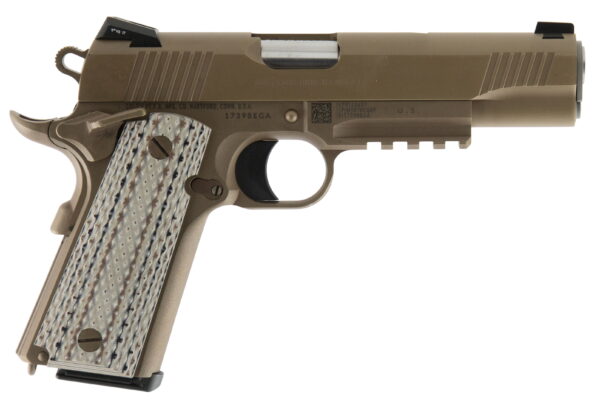 Colt Mfg O1070M45 M45AI Marine 1911 45 ACP 7+1 5" Stainless National Match Barrel, Brown Decobond Serrated Stainless Steel Slide & Frame With Picatinny Rail, Desert Tan G10 Grip, Ambidextrous