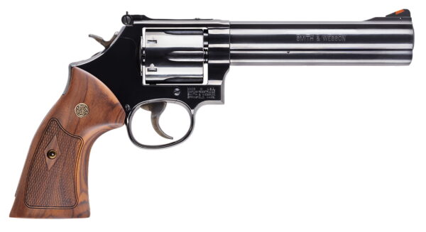 Smith & Wesson 150908 Model 586 Classic 357 Mag or 38 S&W Spl +P Blued Carbon Steel 6" Barrel, 6rd Cylinder & Square Butt L-Frame, Wood Grip With S&W Medallions