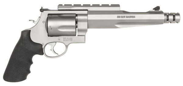 Smith & Wesson 170299 Model 500 Performance Center 500 S&W Mag Stainless Steel 7.50" Barrel With Muzzle Brake & 5rd Cylinder, Matte Stainless Steel X-Frame, Chromed Hammer & Trigger With Stop