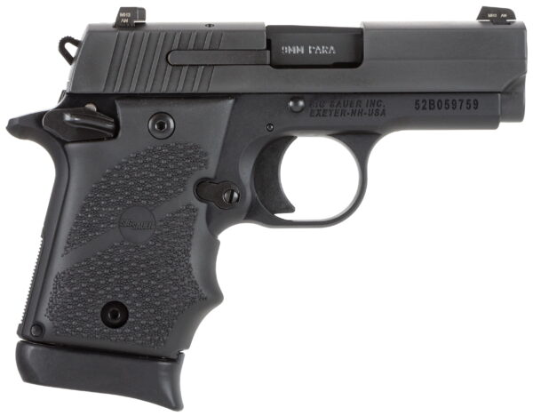 Sig Sauer 9389BRGAMBI P938 Micro-Compact BRG 9mm Luger 3" 7+1 Black Nitron Stainless Steel Black Hogue Rubber Grip