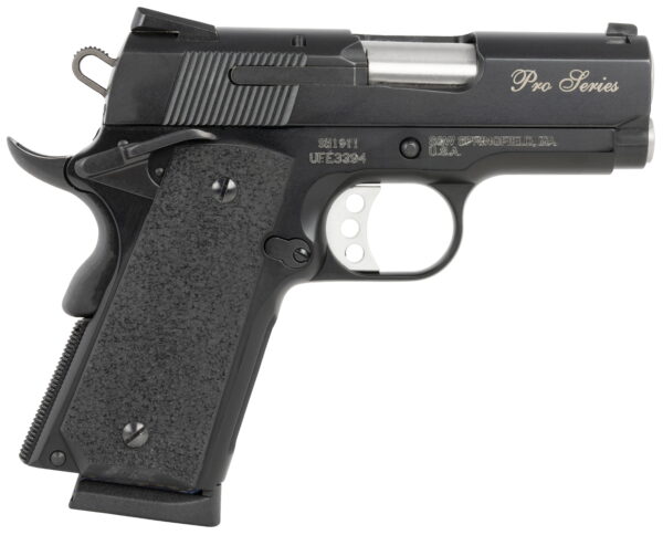 Smith & Wesson 178020 1911 Performance Center Pro Sub-Compact Frame 45 ACP 7+1, 3" Stainless Steel Barrel, Black Serrated Stainless Steel Slide, Black Aluminum Frame With Beavertail, Black Stippled Grip