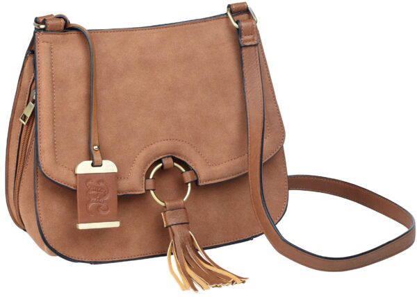 Bulldog BDP034 Cross Body Purse With Holster Tan Suede Most Sm Pistols & Revolvers Right Hand