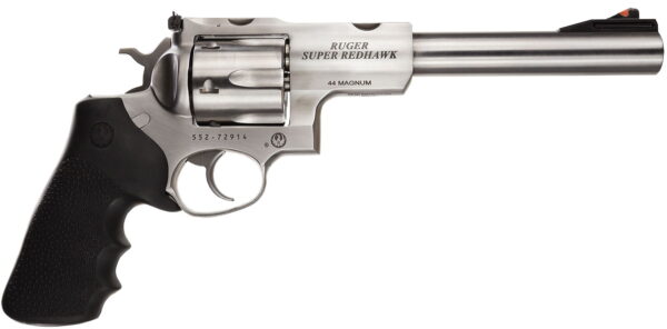 Ruger 5501 Super Redhawk 44 Rem Mag/44 Special 6rd 7.50" Satin Stainless Steel With Integral Mount Barrel, Satin Stainless Cylinder & Frame, Black Hogue Tamer Monogrip, Transfer Bar Safety