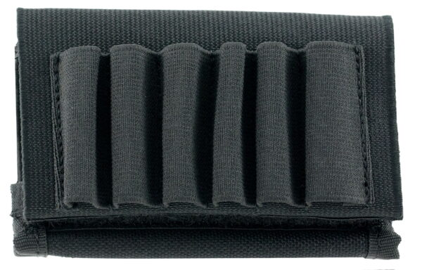 Uncle Mike's 88482 Buttstock Shell Holder With Flap Black Nylon, Sewn-On Elastic Loops Holds up to 6rds for Rifles