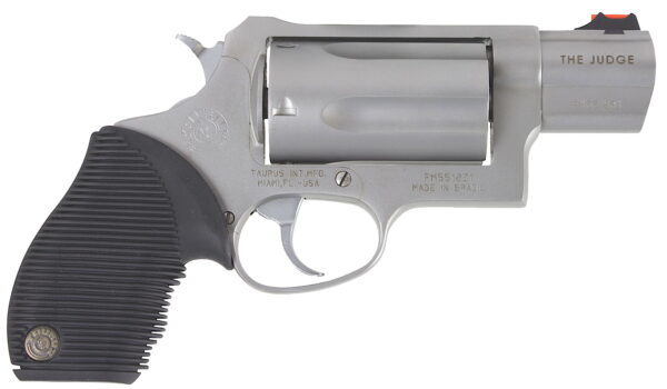 Taurus 2441039TC Judge Public Defender Small Frame 45 Colt (Long Colt)/ 410 Bore 5rd 2" Matte Stainless Steel Barrel, Cylinder & Frame, Black Ribber Grip, Transfer Bar Safety, Exposed Hammer