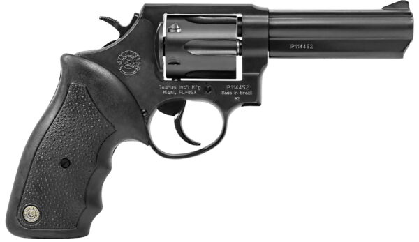 Taurus 2820041 82 38 Special +P 6 Shot 4" Barrel, Overall Matte Black Oxide Finish Steel, Finger Grooved Black Rubber Grip, Fixed Sights