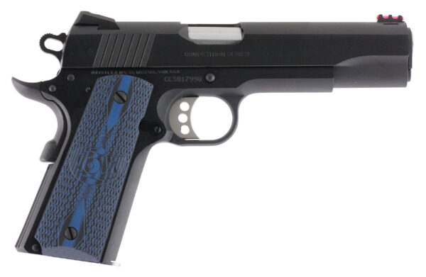 Colt Mfg O1970CCS Competition Government 45 ACP 8+1 5" Stainless National Match Barrel, Blued Serrated Carbon Steel Slide & Frame With Beavertail, Blue Scalloped G10 Grip, Ambidextrous