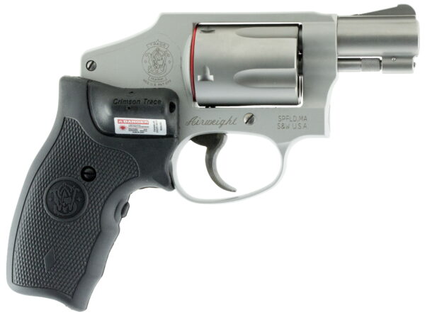 Smith & Wesson 150972 Model 642 Airweight 38 S&W Spl +P 5 Shot 1.88" Stainless Steel Barrel/Cylinder, Matte Silver Aluminum Alloy J-Frame, Includes Crimson Trace LG-305 Lasergrip, No Internal Lock