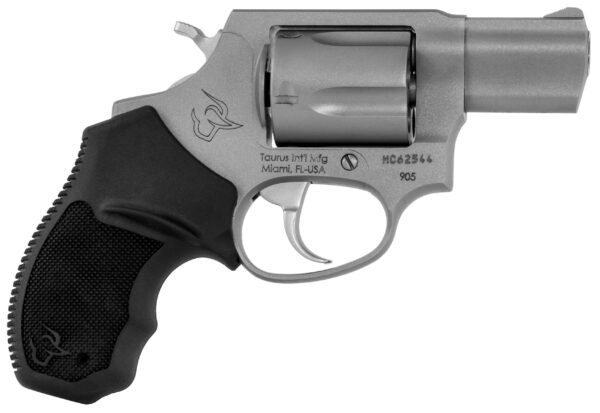 Taurus 2905029 905 9mm Luger 5rd 2" Barrel, Overall Matte Finish Stainless Steel, Finger Grooved Black Rubber Grip & Fixed Sights