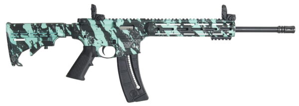 Smith & Wesson 12066 M&P15-22 Sport 22 LR Caliber with 25+1 Capacity, 16.50" Black Barrel, Overall Robin Egg Blue Platinum Finish & 6 Position CAR Stock Right Hand