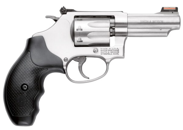 Smith & Wesson 162634 Model 63 22 LR 8 Shot 3" Stainless Steel Barrel, Satin Stainless Steel J-Frame, Hi-Viz Fiber Optic Red Front/Adjustable Rear Sight