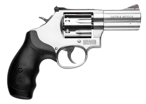 Smith & Wesson 164300 M686 Plus L-Frame 38 S&W Spl +P/357 Mag 7rd, 3" Satin Stainless Steel Barrel, Cylinder & Frame, Black Finger Groove Grip