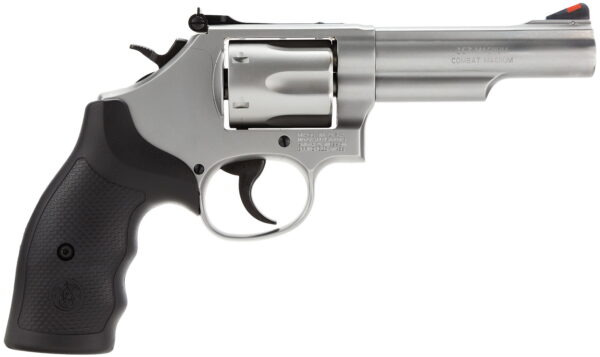 Smith & Wesson 162662 Model 66 357 Mag or 38 S&W Spl +P Stainless Steel 4.25" Barrel, 6 Shot Matte Stainless Steel K-Frame, Red Ramp Front/White Outline Rear Sights, Internal Lock