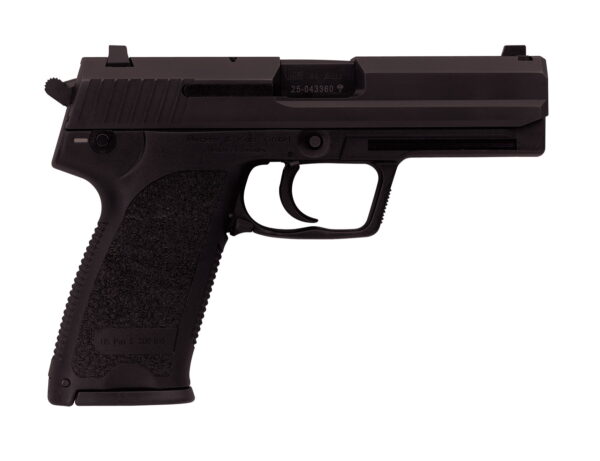 HK 81000328 USP V7 LEM 45 ACP Caliber with 4.41" Barrel, 10+1 Capacity, Overall Black Finish, Serrated Trigger Guard Frame, Serrated Steel Slide, Polymer Grip & No Manual Safety Includes 2 Mags