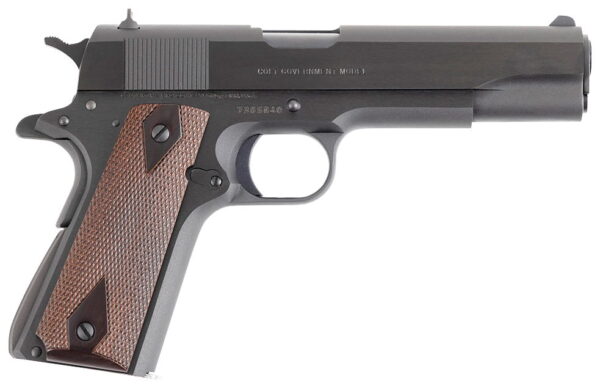 Colt Mfg O1970A1CS Government Series 70 45 ACP 7+1 5" Black National Match Barrel, Blued Serrated Steel Slide & Frame With Beavertail, Rosewood Grip, Ambidextrous