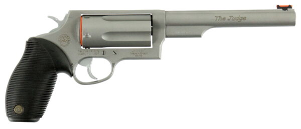 Taurus 2441069MAG Judge Magnum Compact Frame 45 Colt (Long Colt)/410 Gauge 5rd 6.50" Matte Stainless Steel Barrel, Cylinder & Frame, Black Ribber Grip, Transfer Bar Safety, Exposed Hammer