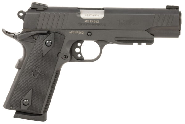 Taurus 1191101B1 1911 Full Size Frame 45 ACP 8+1 5" Matte Stainless Steel Barrel, Matte Black Serrated Steel Slide & Frame With Beavertail & Picatinny Rail, Black Checkered Polymer Grip, Right Hand