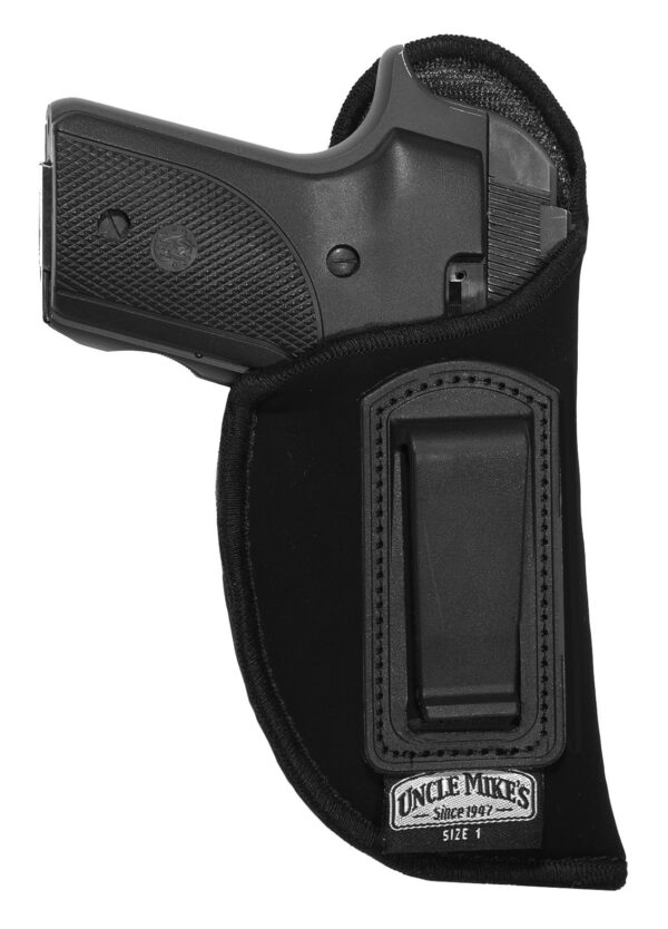 Uncle Mike's 89361 Inside The Pants Holster IWB Size 36 Black Suede Like Belt Clip Fits Sm Frame 5rd Revolver With Hammer Spur Fits 2" Barrel Right Hand