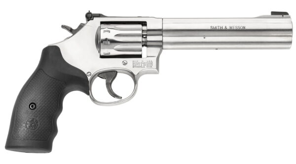 Smith & Wesson 160578 Model 617 22 LR Stainless Steel 6" Barrel & 10rd Cylinder, Satin Stainless Steel K-Frame, Black Polymer Grip,Internal Lock