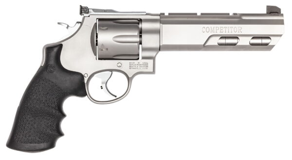 Smith & Wesson 170320 Performance Center Model 629 Competitor 44 Rem Mag, 44 S&W Spl 6rd 6" Weighted Barrel, Stainless Steel Cylinder, Matte Silver Stainless Steel Frame with Black Hogue Rubber Grip